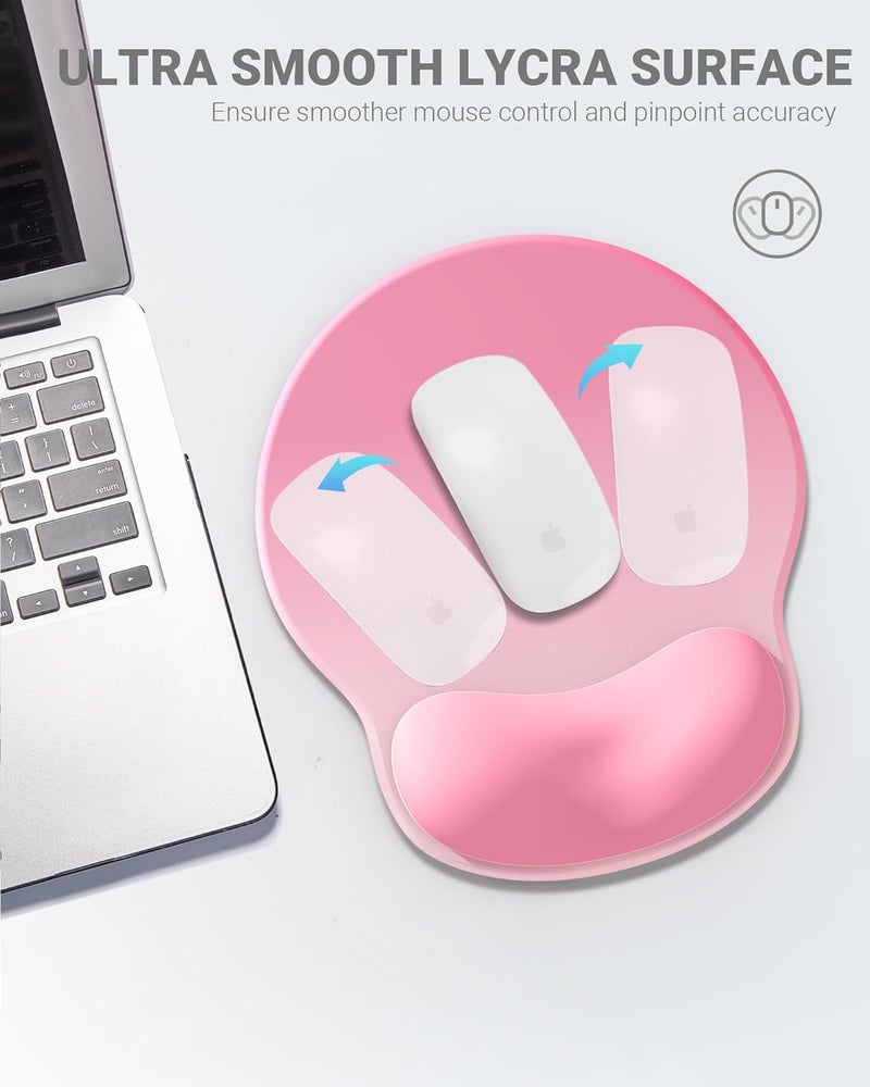Laborio Ergonomic Mouse Pad Wrist Support, Comfortable Mouse Pad Wrist Rest, Relieve Wrist Pain Gel Mouse pad, Non-Slip Rubber Base Mousepad for Laptop, Computer(Gradient Baby Pink) - Image 5